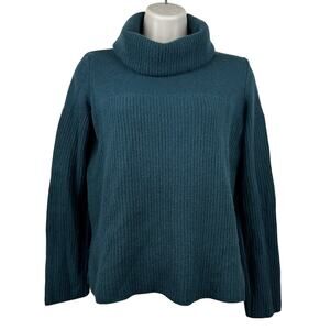 Bartolini Wool Cashmere Blend Turtleneck Sweater Ribbed Knit Green Size Small